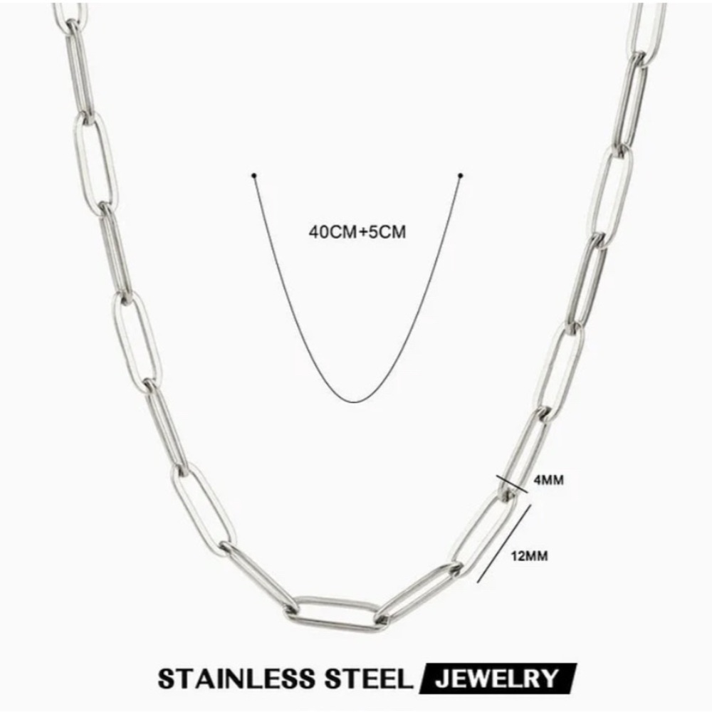 Stainless Steel Silver fashion paper clip Necklace NEW